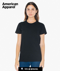 2102W BLACK 검정색 라운드 면티 / 베이직면티셔츠 아메리칸 어페럴 USA핏 라운드면티셔츠