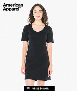 RSA2314W 검정색 라운드 티셔츠 드레스 / 베이직면티셔츠 아메리칸 어페럴 USA핏 라운드면티셔츠
