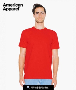 2001W RED 빨강색 라운드 면티 / 베이직면티셔츠 아메리칸 어페럴 USA핏 라운드면티셔츠
