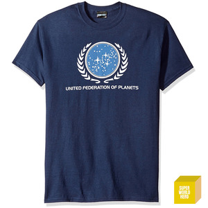 스타트랙 우주연합 로고 Trevco Men&#039;s Star Trek United Federation Logo T-Shirt  [반팔티셔츠]