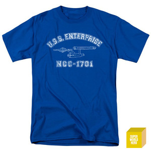 USS 엔터프라이즈 블루 Trevco Men&#039;s Star Trek Enterprise Athletic T-Shirt [반팔티셔츠]