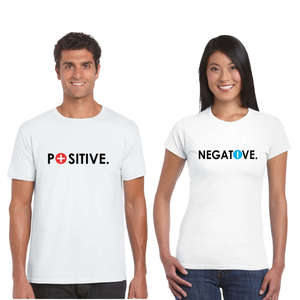 [2set] Positive-Negative 커플티 / 커플티,반팔커플티셔츠,웨딩촬영티셔츠,커플여행티,반티,100일선물,남자친구선물,여자친구선물
