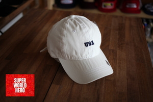 흰색 모자, 미국 모자, USA 레터링, 미국 국기 패치 / 야구모자, 볼캡, 빈티지스타일, 캐쥬얼캡, 스트릿 패션, 심플한 모자