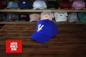 파란색 모자, y 로고 패치 / 야구모자, 볼캡, 빈티지스타일, 캐쥬얼캡, 스트릿 패션, 심플한 모자