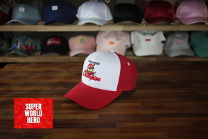 빨간색 모자, 99년 한국시리즈 한화 패치, 레드 화이트 2톤 모자 / 야구모자, 볼캡, 빈티지스타일, 캐쥬얼캡, 스트릿 패션, 심플한 모자