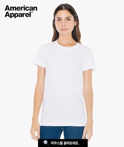 2102W WHITE 흰색 라운드 면티 / 베이직면티셔츠 아메리칸 어페럴 USA핏 라운드면티셔츠