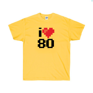 TRC040 러브80티셔츠, 노랑색 사랑커플티, 커플티 /그래픽반팔티셔츠, 라운드면티, 라운드반팔티, 기본면티셔츠, 반팔티셔츠